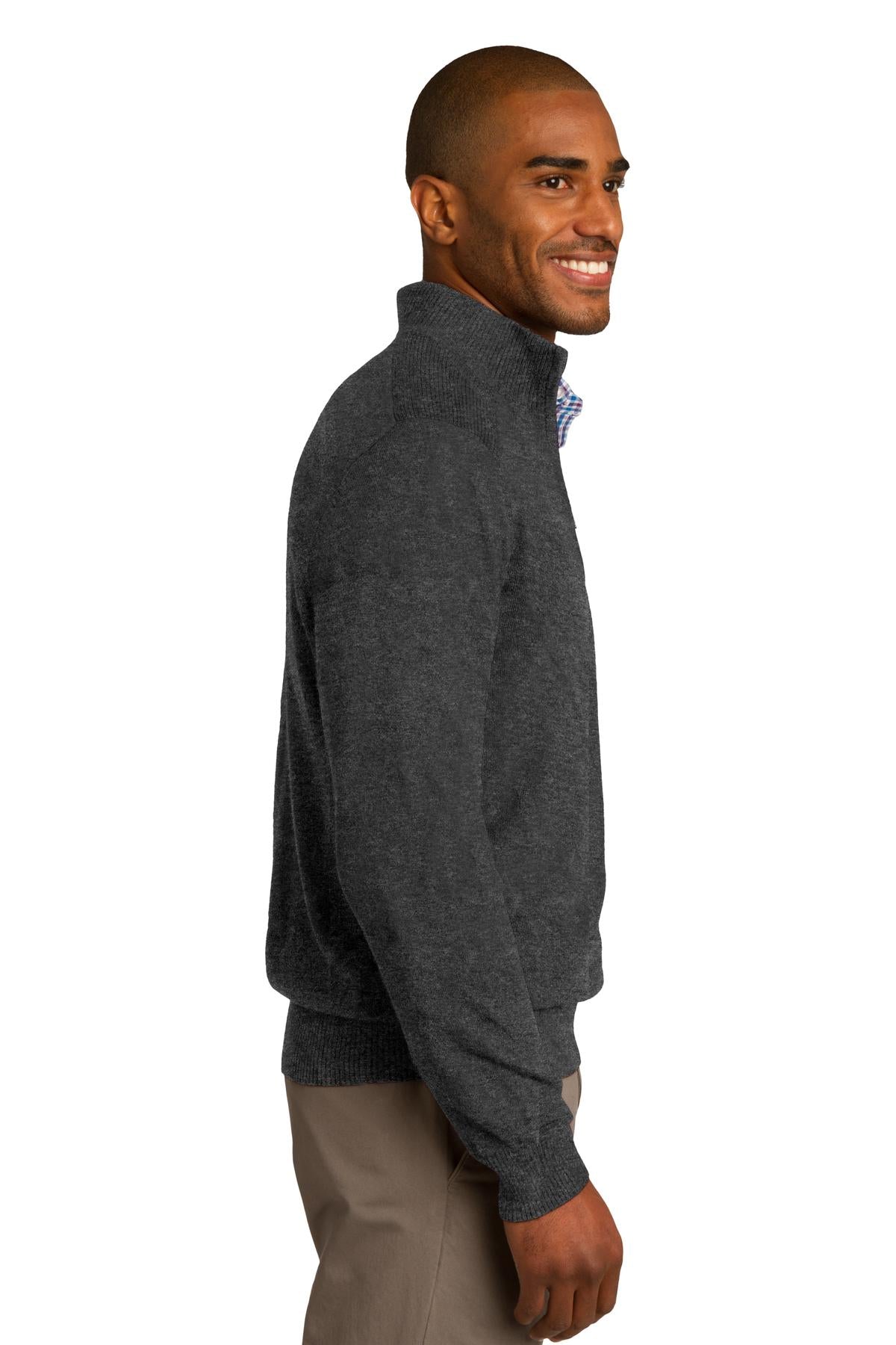DISCONTINUED Port Authority 1/2-Zip Sweater. SW290 - Charcoal Heather - side