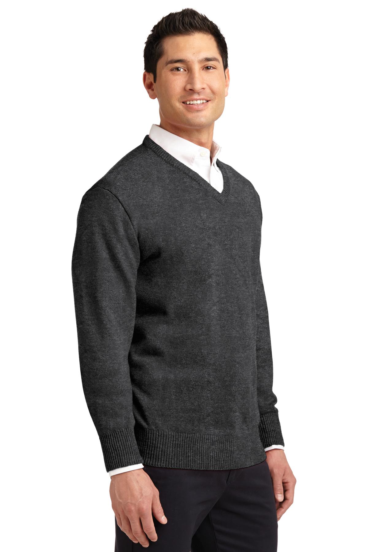 DISCONTINUED Port Authority Value V-Neck Sweater. SW300 - Charcoal Grey - three_q