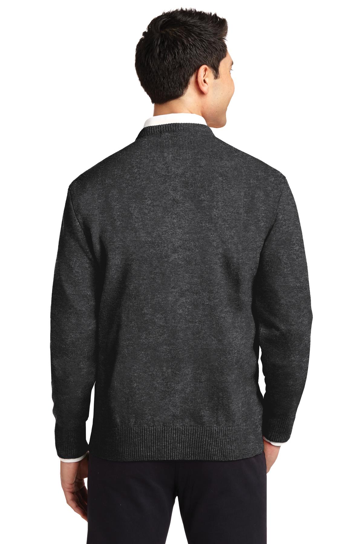 DISCONTINUED Port Authority Value V-Neck Sweater. SW300 - Charcoal Grey - back