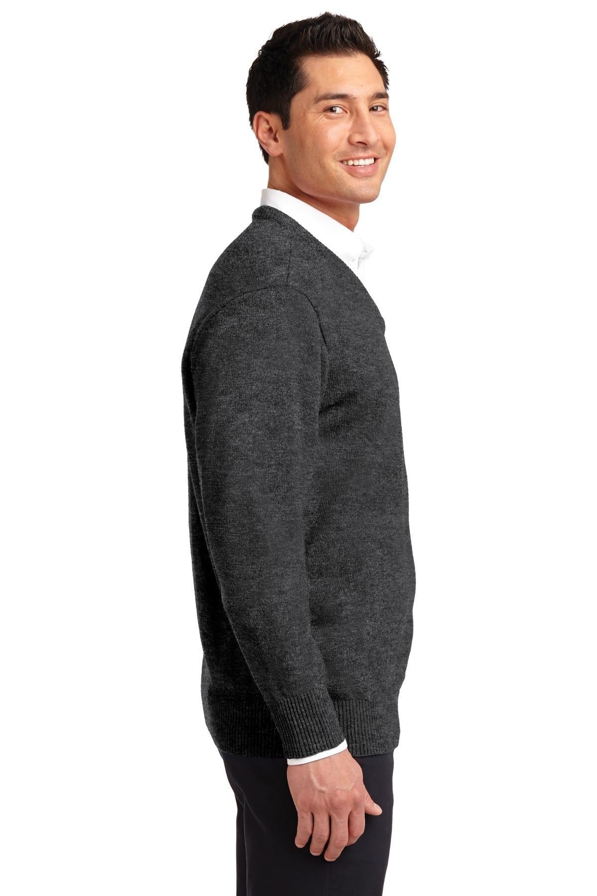DISCONTINUED Port Authority Value V-Neck Sweater. SW300 - Charcoal Grey - side