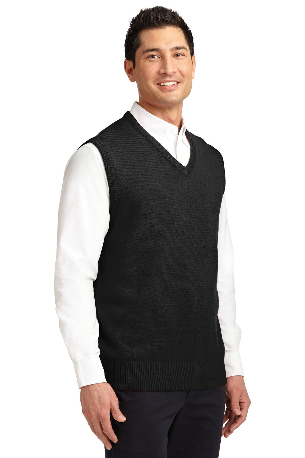 DISCONTINUED Port Authority Value V-Neck Sweater Vest. SW301 - Black - three_q