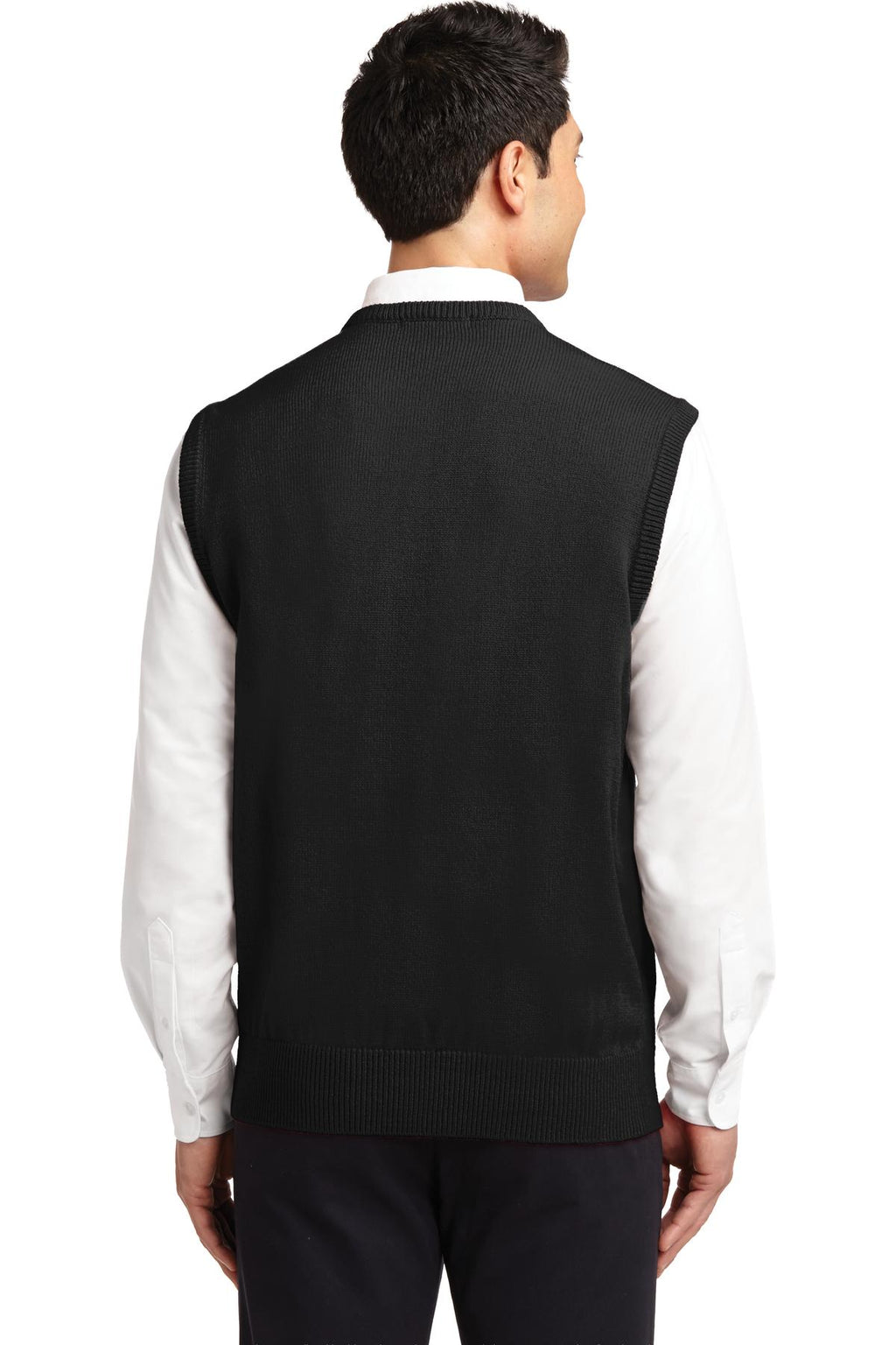 DISCONTINUED Port Authority Value V-Neck Sweater Vest. SW301 - Black - back