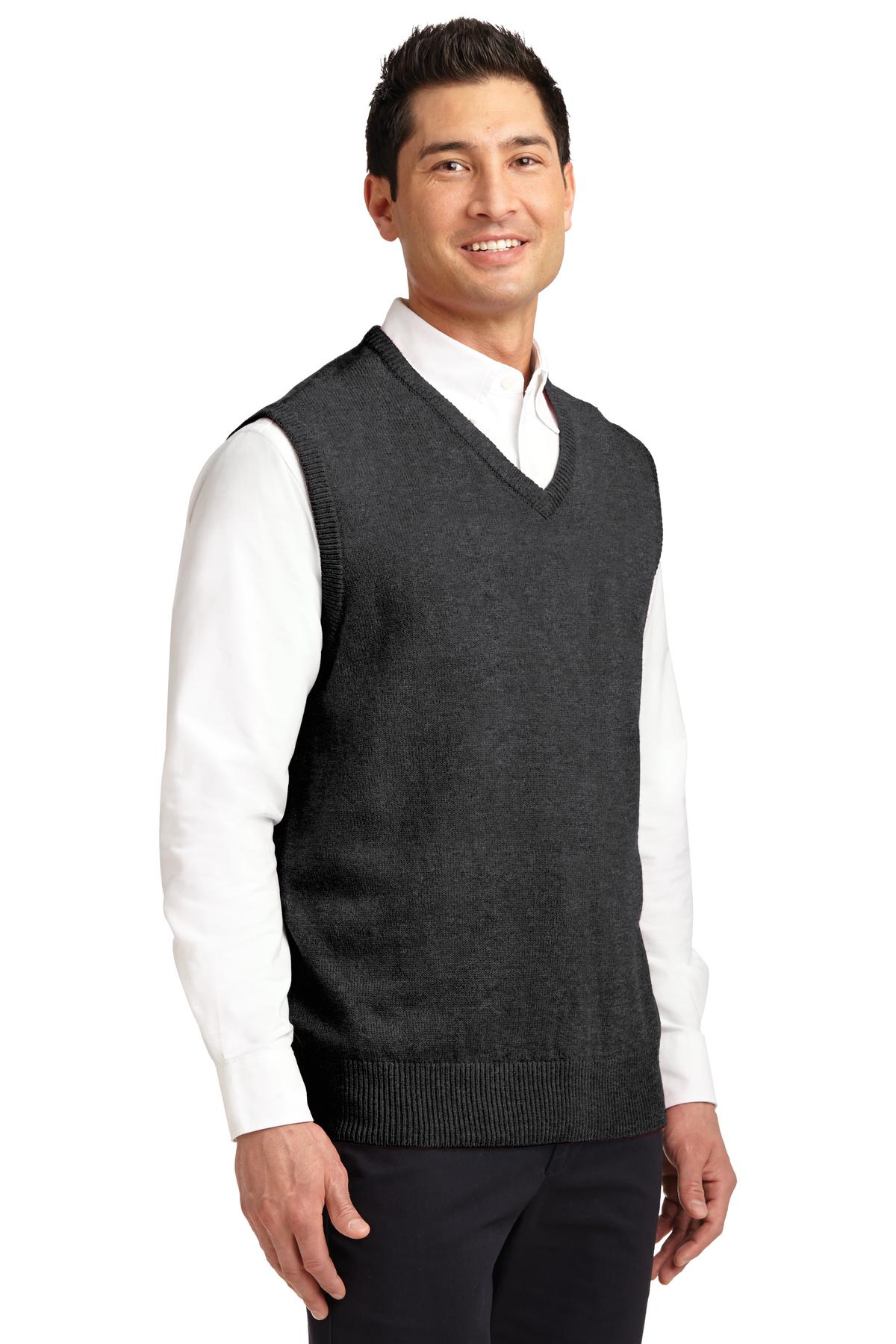 DISCONTINUED Port Authority Value V-Neck Sweater Vest. SW301 - Charcoal Grey - three_q