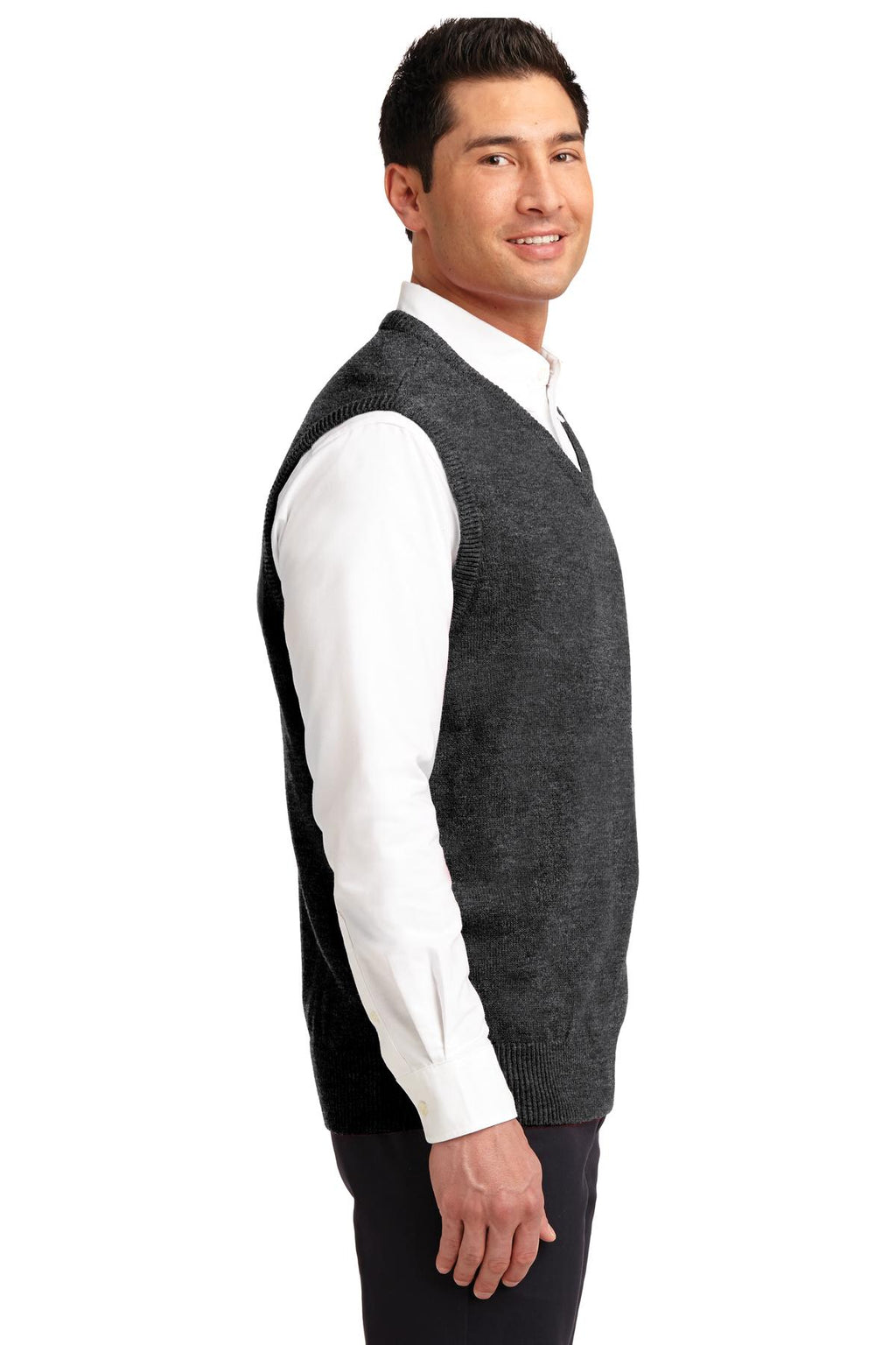 DISCONTINUED Port Authority Value V-Neck Sweater Vest. SW301 - Charcoal Grey - side