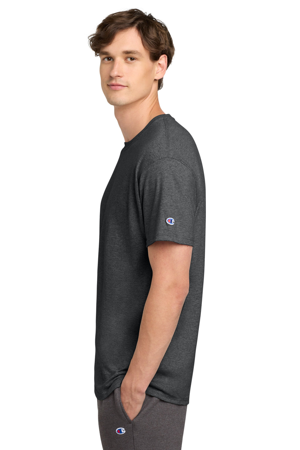 Champion Heritage 6-Oz. Jersey Tee T425 - Charcoal Heather - side