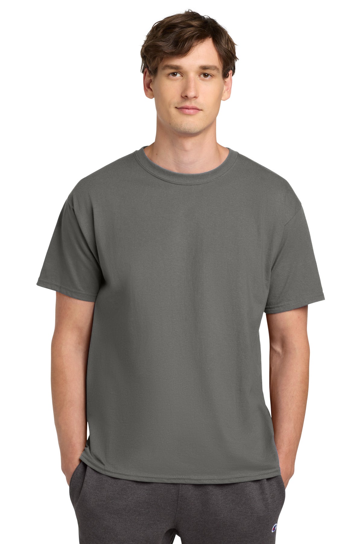 Champion Heritage 6-Oz. Jersey Tee T425 - Stone Gray - front