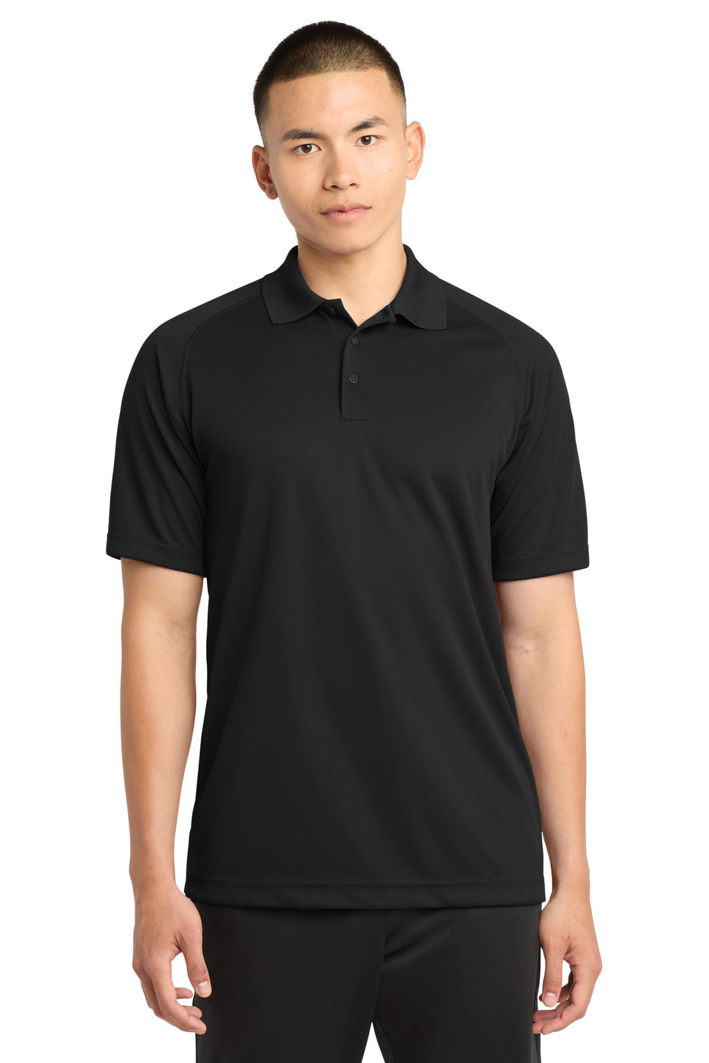 Sport-Tek Dry Zone Raglan Polo. T475 - Black - front