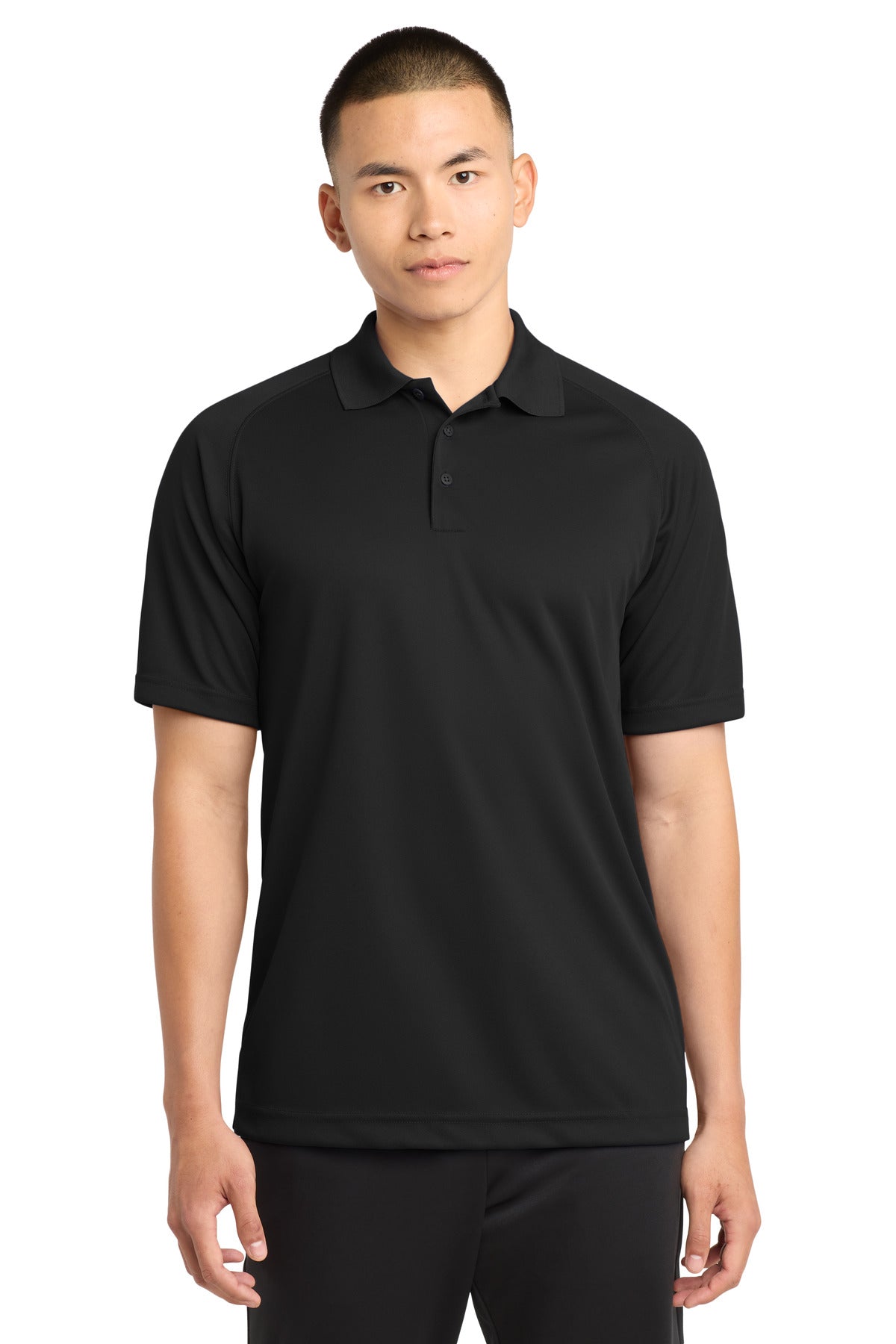 Sport-Tek Dry Zone Raglan Polo. T475 - Black - front