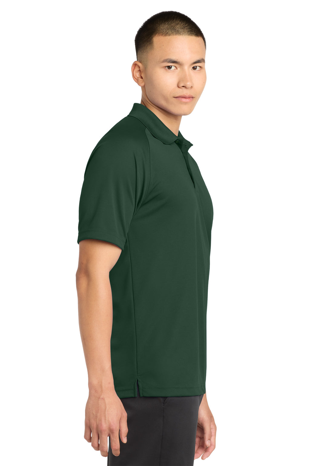 Sport-Tek Dry Zone Raglan Polo. T475 - Forest Green - side