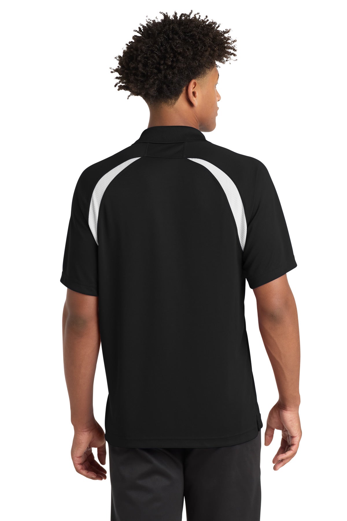 Sport-Tek Dry Zone Colorblock Raglan Polo. T476 - Black/ White - back