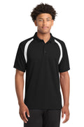 Sport-Tek Dry Zone Colorblock Raglan Polo. T476 - Black/ White - front