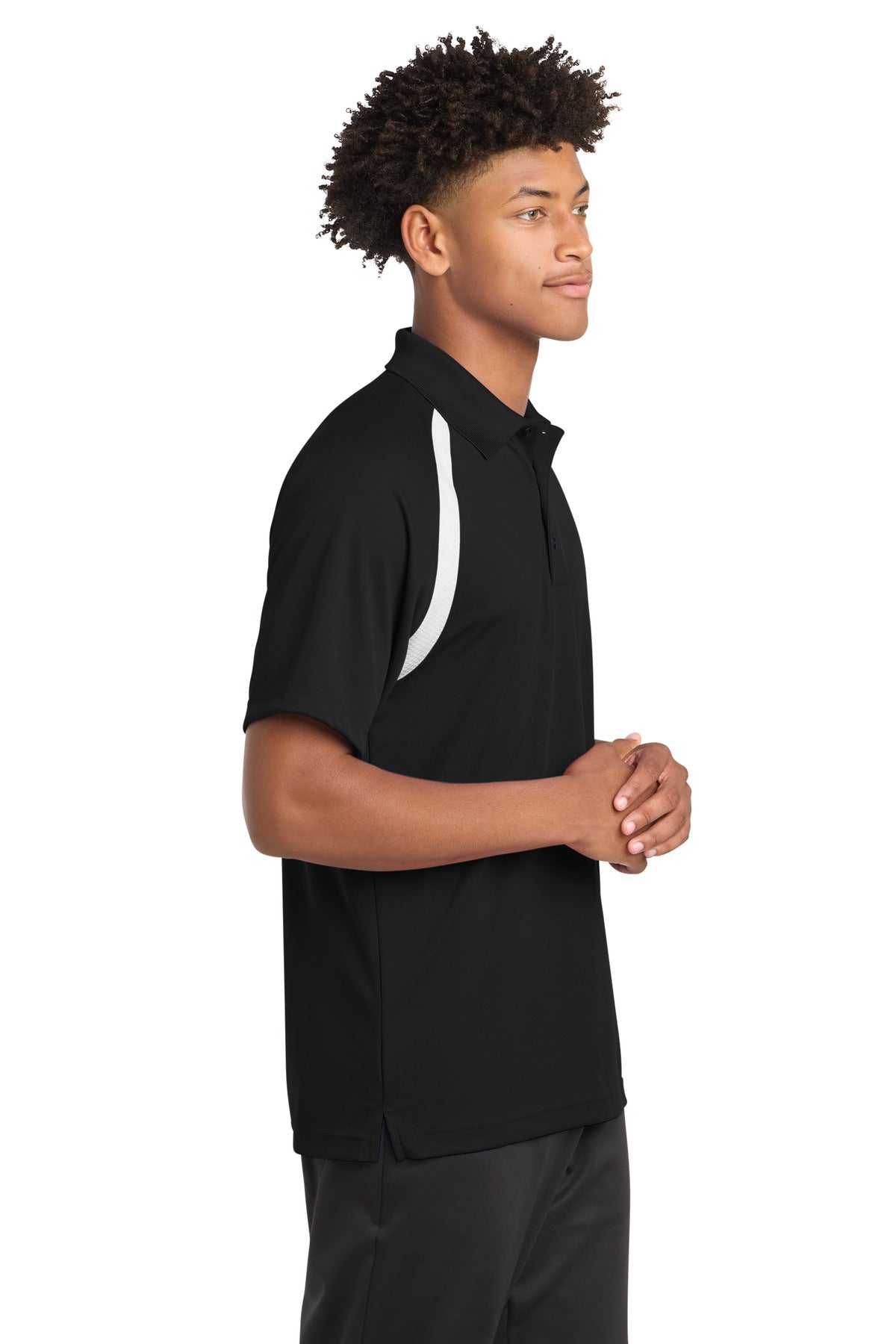 Sport-Tek Dry Zone Colorblock Raglan Polo. T476 - Black/ White - side