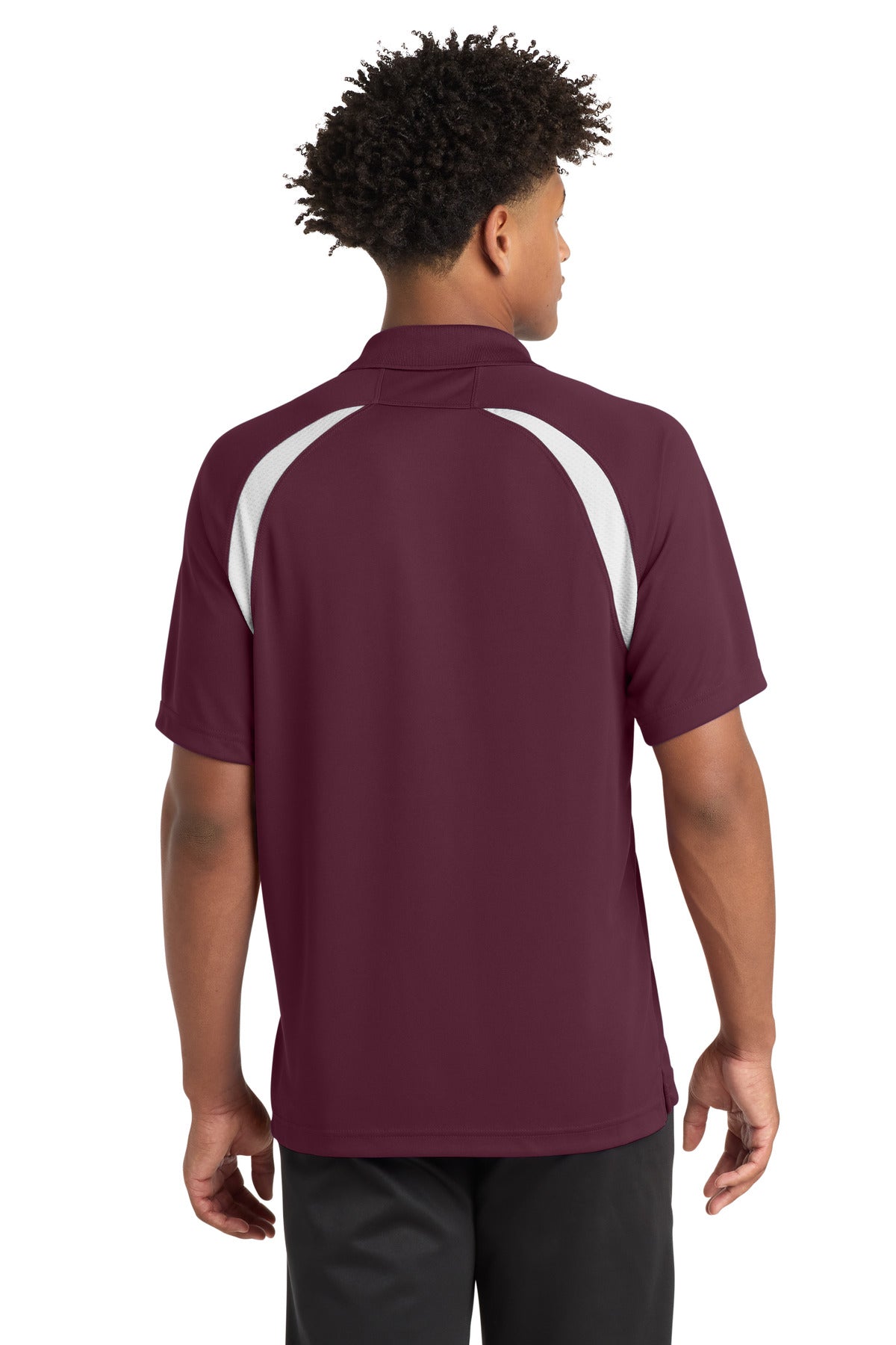 Sport-Tek Dry Zone Colorblock Raglan Polo. T476 - Maroon/ White - back
