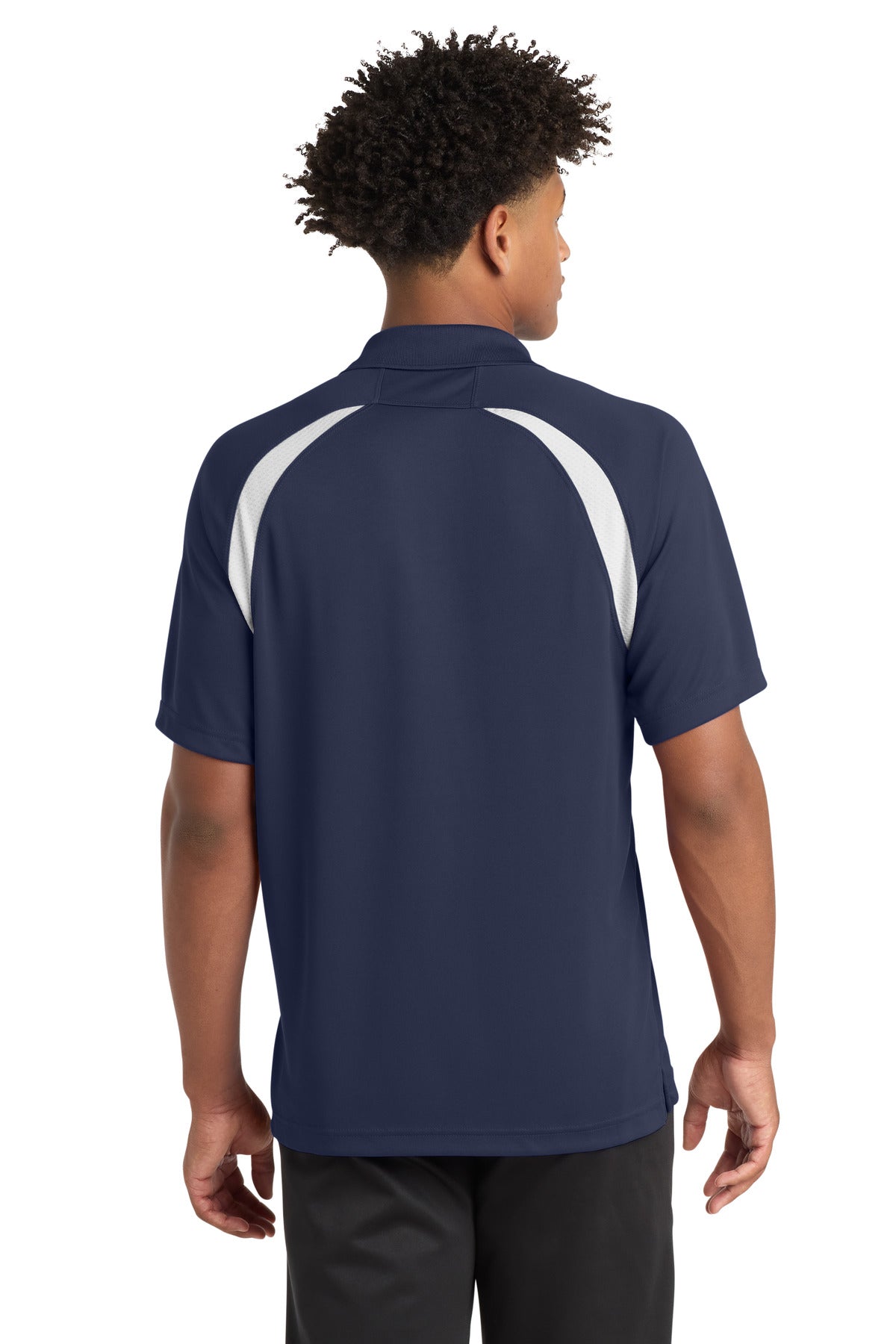 Sport-Tek Dry Zone Colorblock Raglan Polo. T476 - True Navy/ White - back