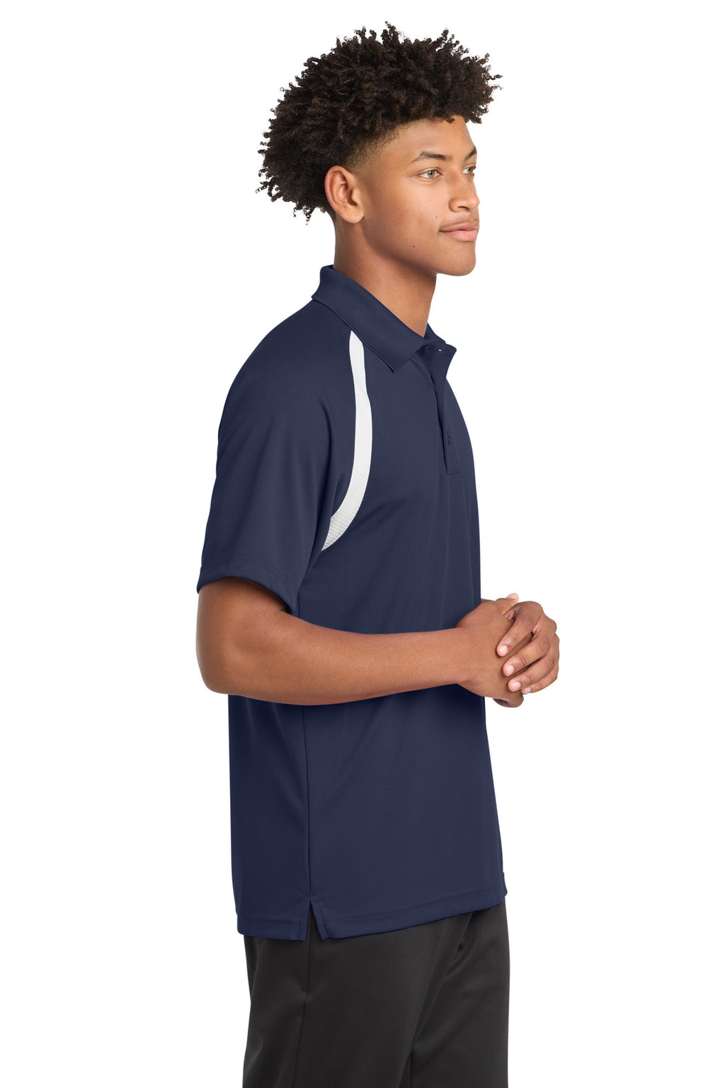 Sport-Tek Dry Zone Colorblock Raglan Polo. T476 - True Navy/ White - side
