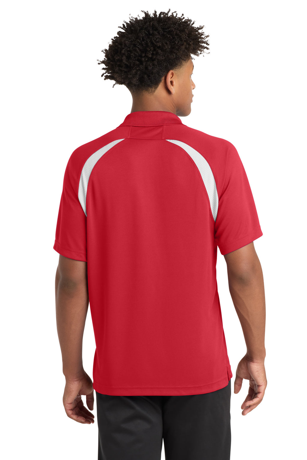 Sport-Tek Dry Zone Colorblock Raglan Polo. T476 - True Red/ White - back