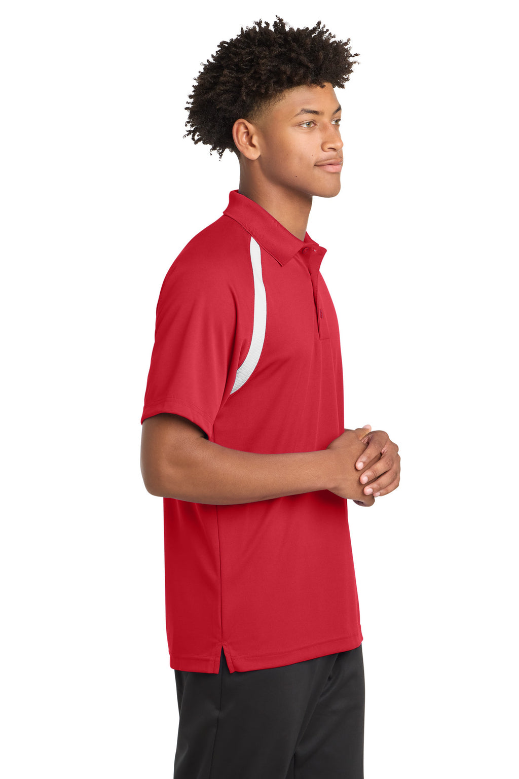 Sport-Tek Dry Zone Colorblock Raglan Polo. T476 - True Red/ White - side