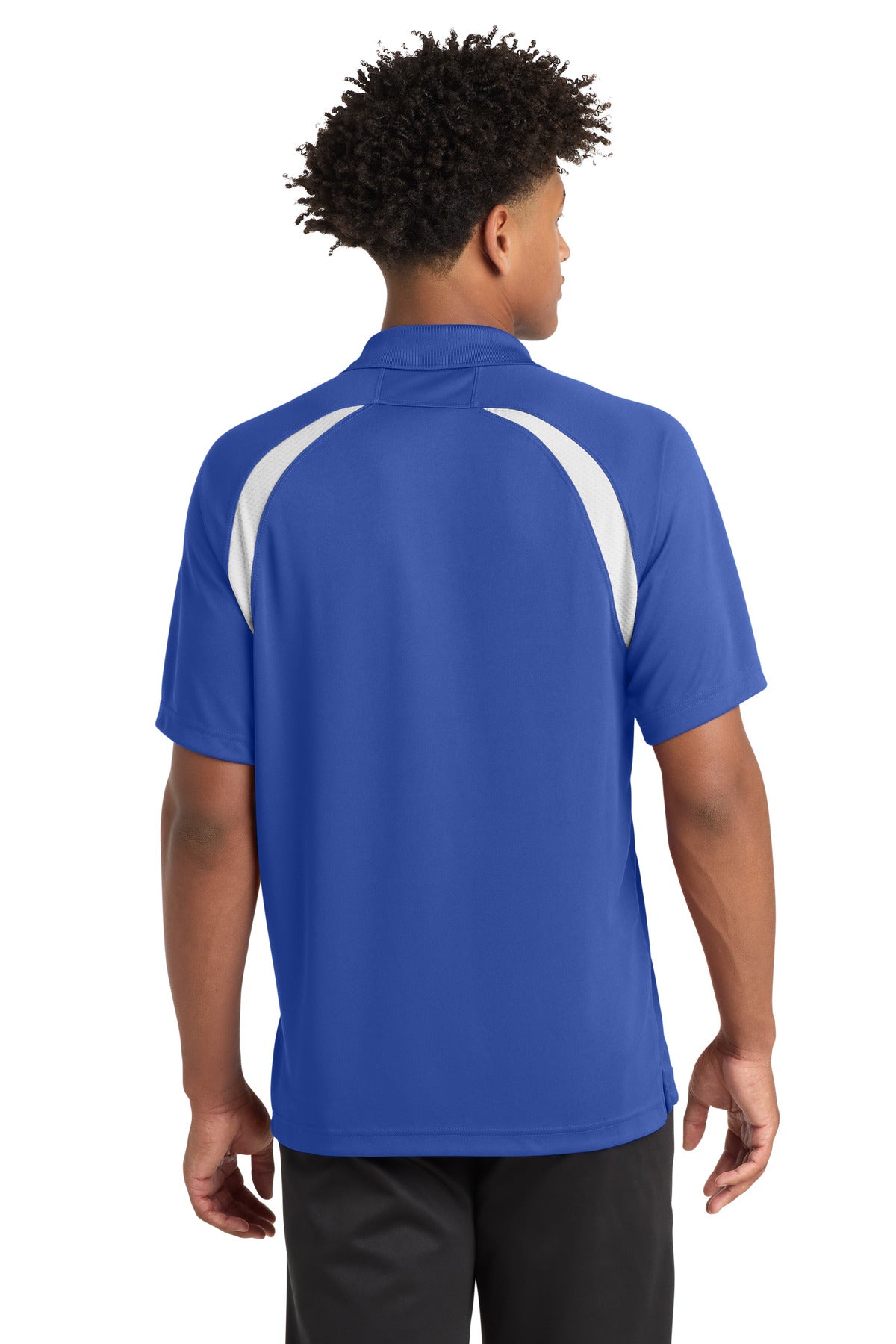 Sport-Tek Dry Zone Colorblock Raglan Polo. T476 - True Royal/ White - back