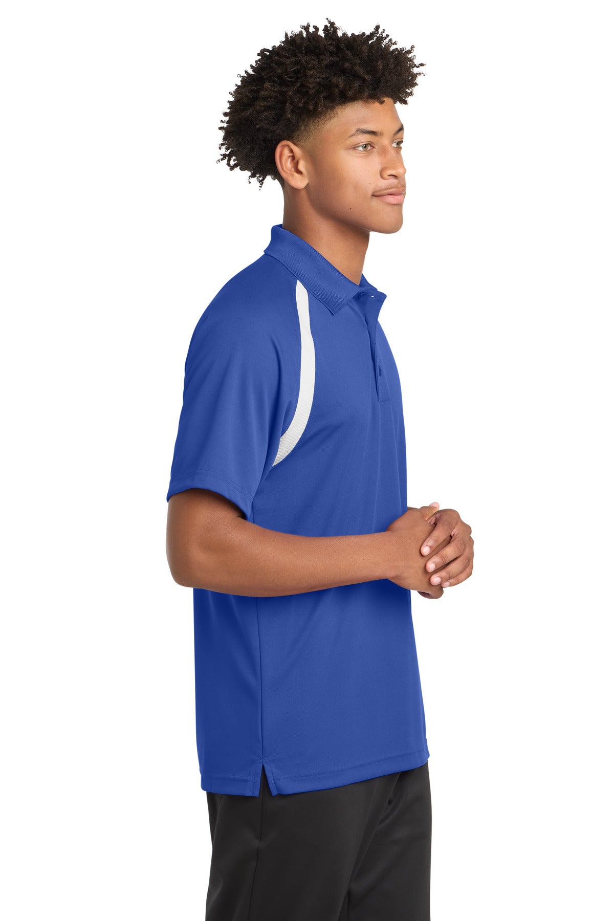 Sport-Tek Dry Zone Colorblock Raglan Polo. T476 - True Royal/ White - side