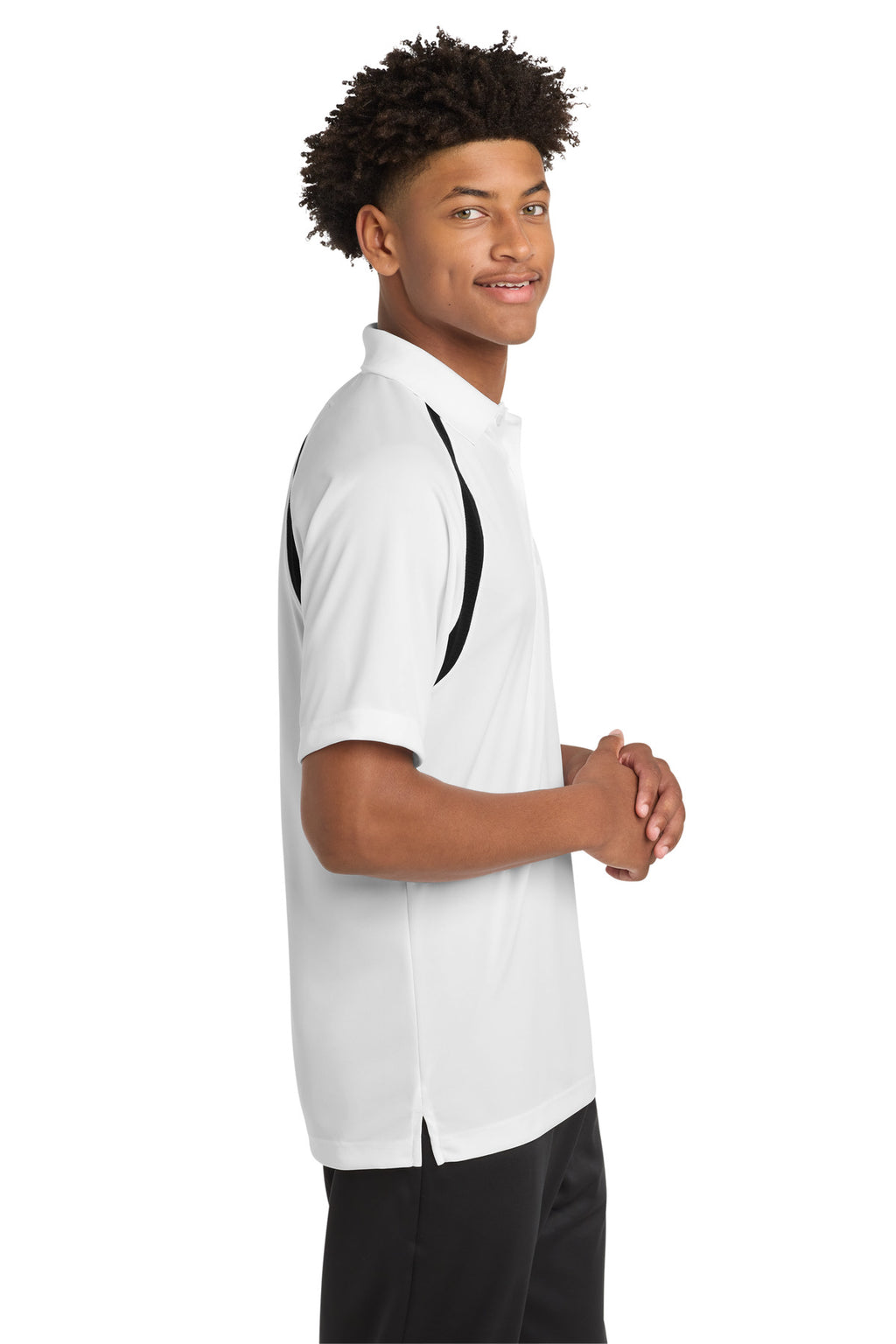 Sport-Tek Dry Zone Colorblock Raglan Polo. T476 - White/ Black - side