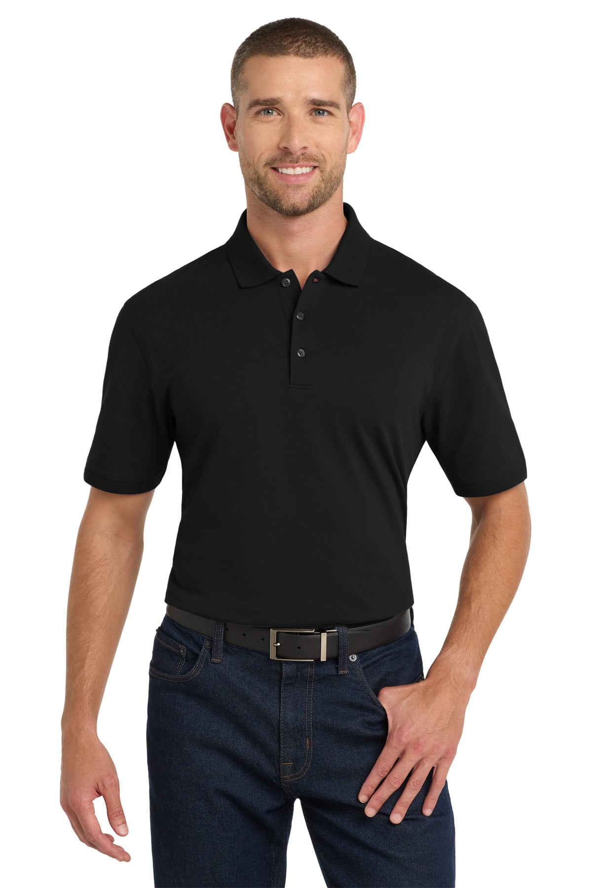 Port Authority Tall EZCotton Polo TK8000 - Black - front