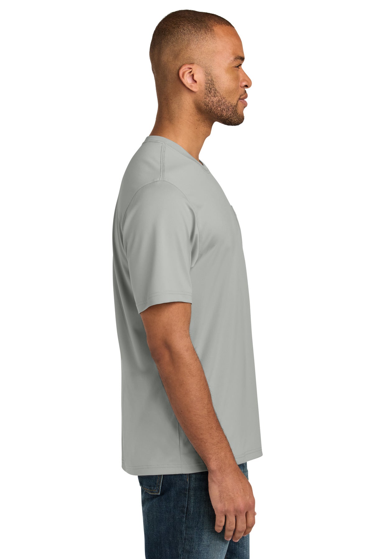 CornerStone Tall Workwear Pro Short Sleeve Pocket Tee TLCS440P - Light Grey - side