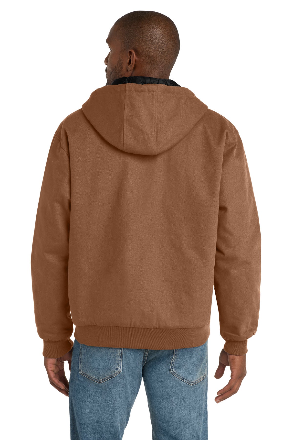 CornerStone Tall Duck Cloth Hooded Work Jacket. TLJ763H - Duck Brown - back