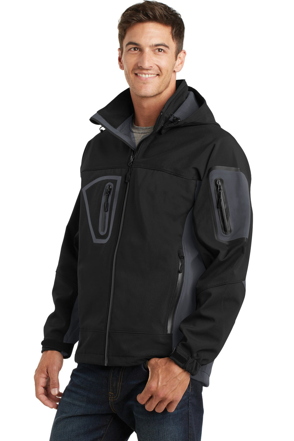 Port Authority Tall Waterproof Soft Shell Jacket. TLJ798 - Black/ Graphite - three_q