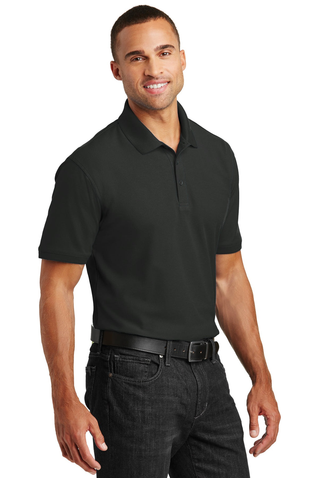 Port Authority Tall Core Classic Pique Polo. TLK100 - Deep Black - three_q