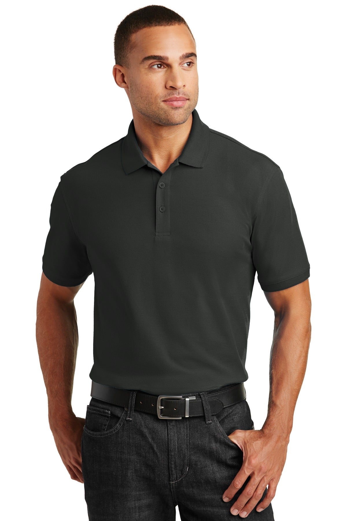 Port Authority Tall Core Classic Pique Polo. TLK100 - Deep Black - front