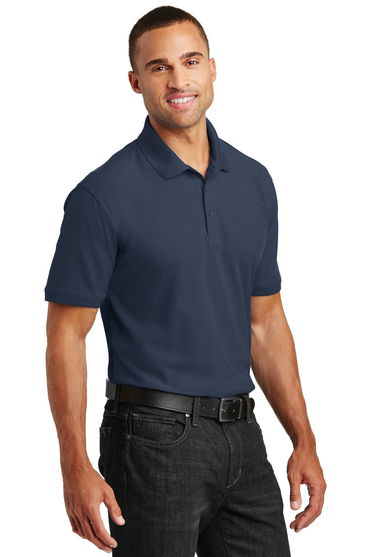 Port Authority Tall Core Classic Pique Polo. TLK100 - River Blue Navy - three_q
