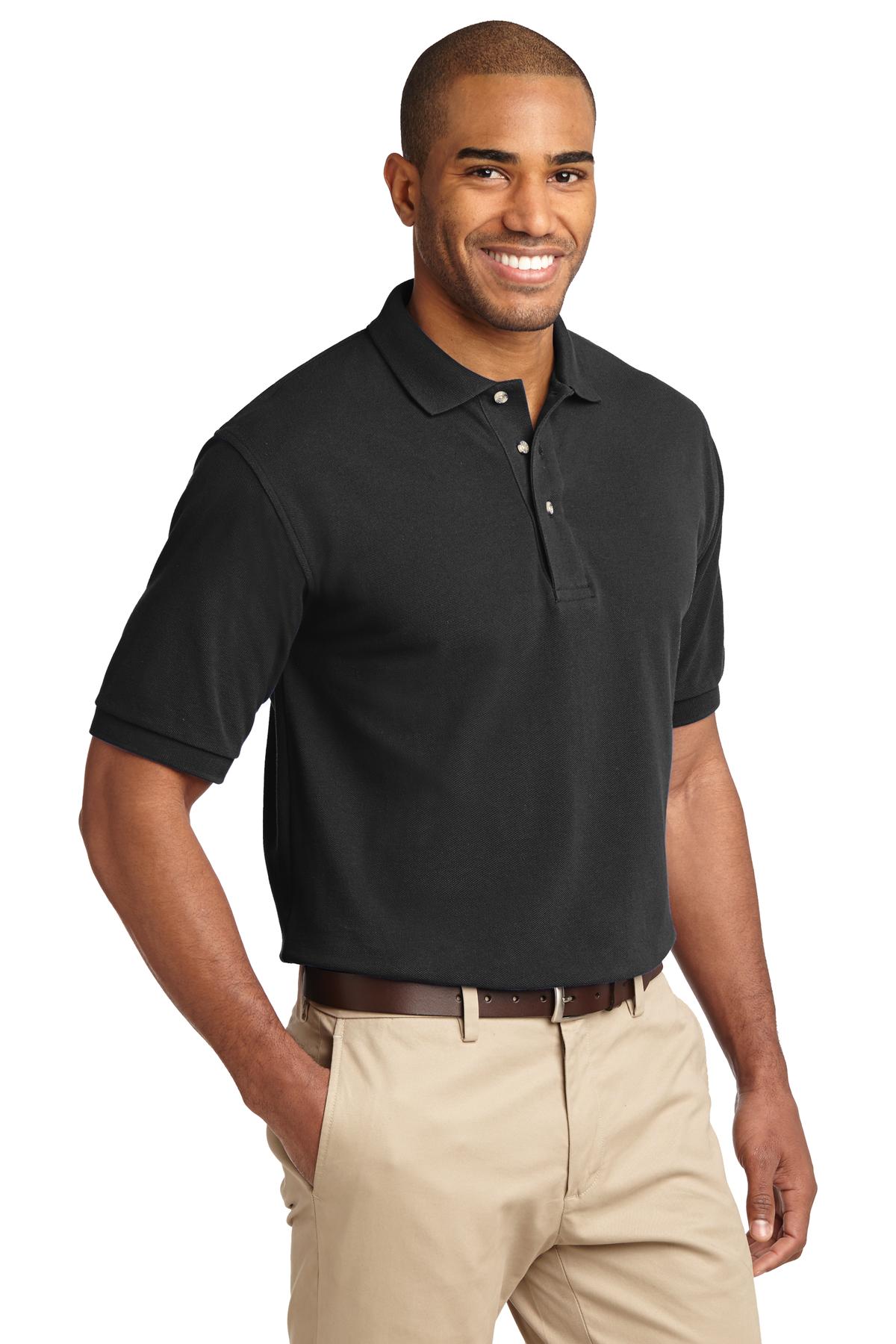 Port Authority Tall Heavyweight Cotton Pique Polo. TLK420 - Black - three_q