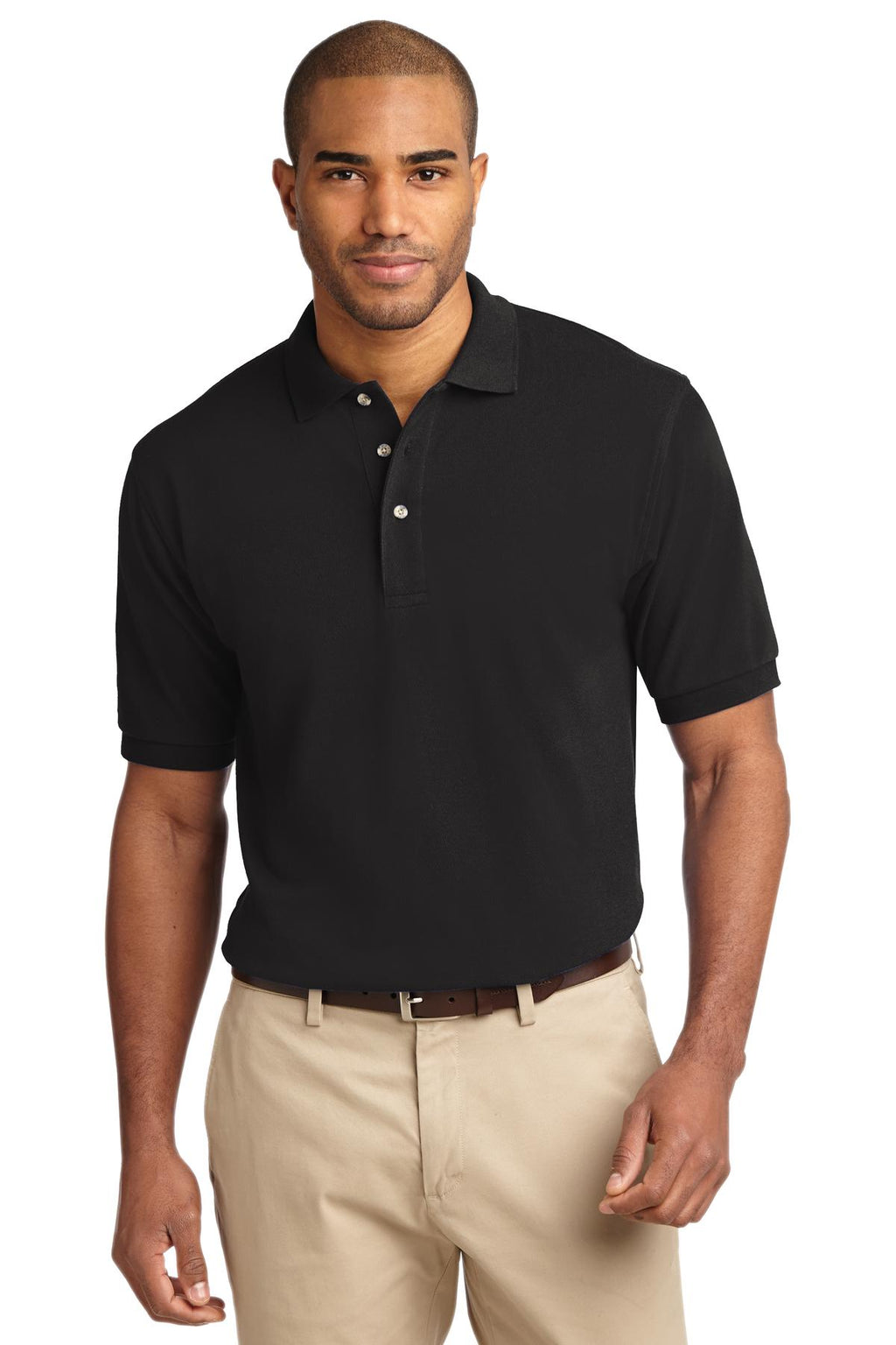 Port Authority Tall Heavyweight Cotton Pique Polo. TLK420 - Black - front