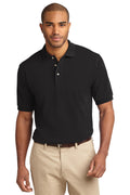 Port Authority Tall Heavyweight Cotton Pique Polo. TLK420 - Black - front