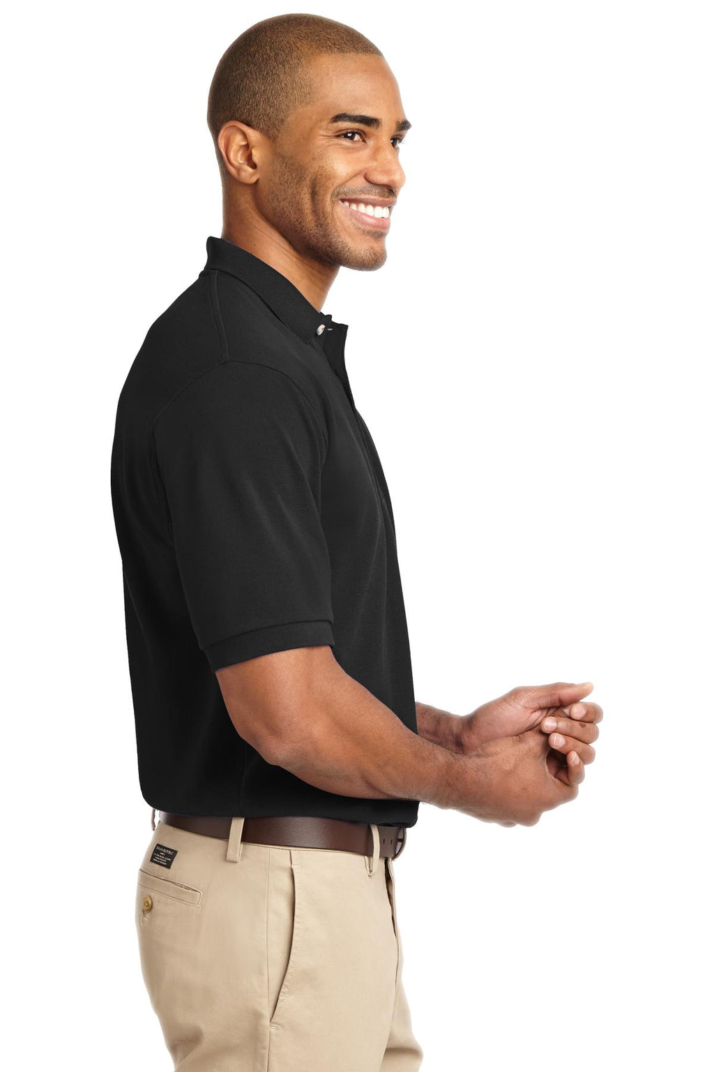 Port Authority Tall Heavyweight Cotton Pique Polo. TLK420 - Black - side