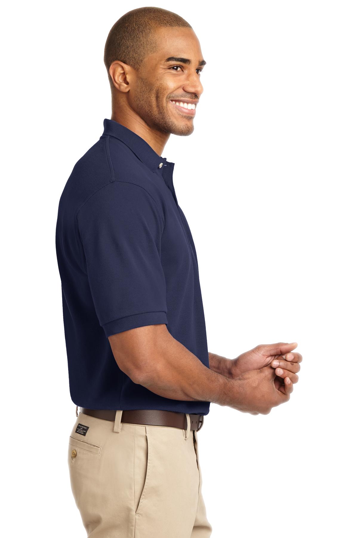 Port Authority Tall Heavyweight Cotton Pique Polo. TLK420 - Navy - side
