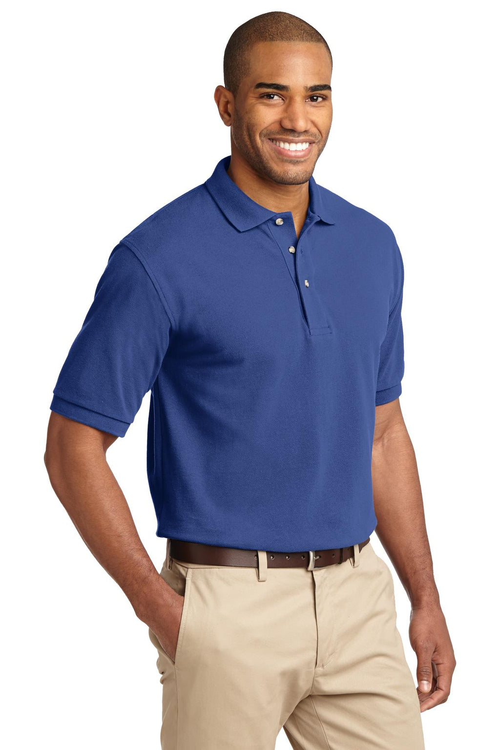 Port Authority Tall Heavyweight Cotton Pique Polo. TLK420 - Royal - three_q