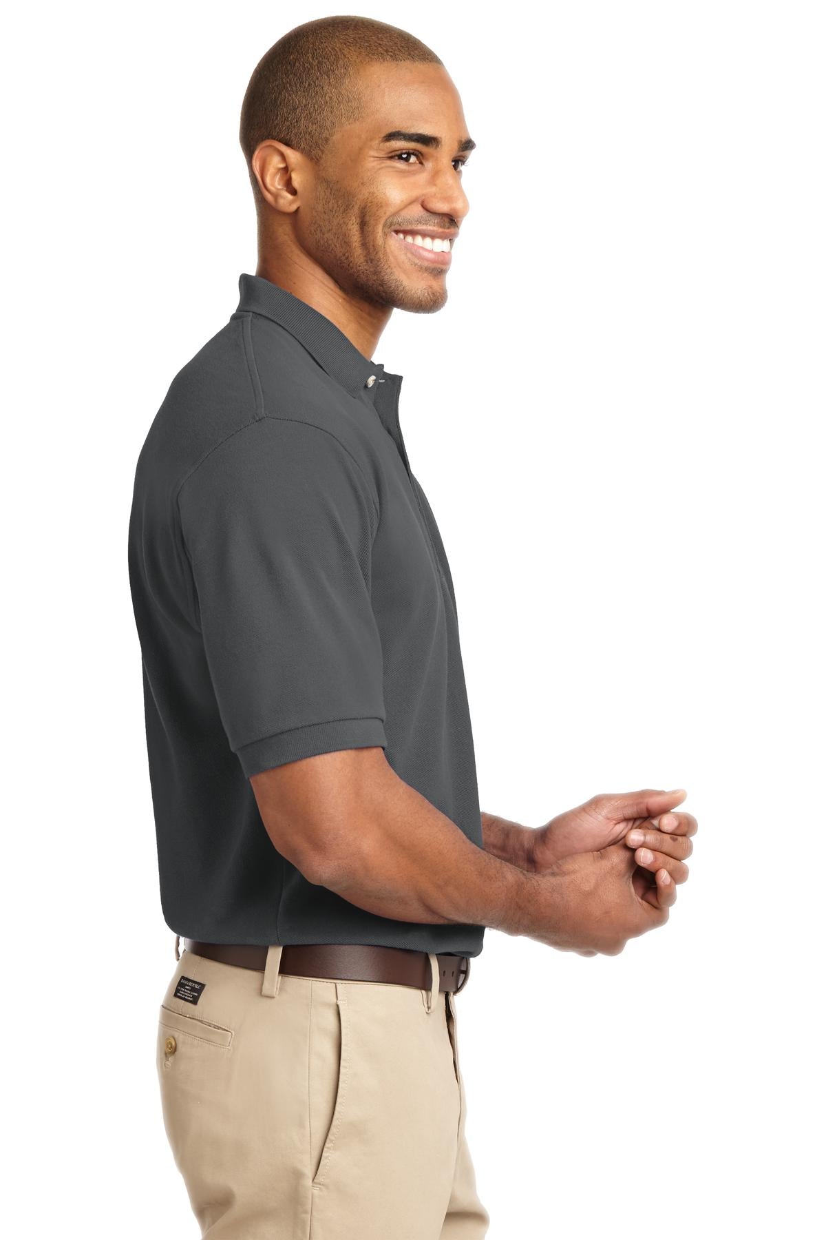 Port Authority Tall Heavyweight Cotton Pique Polo. TLK420 - Steel Grey - side