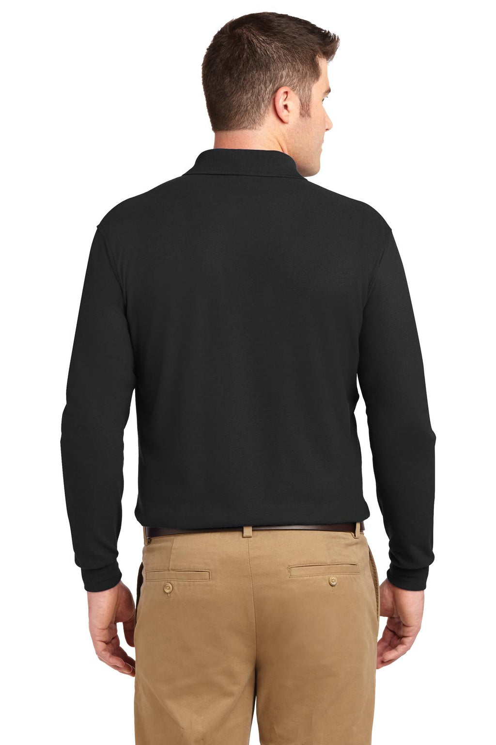 Port Authority Tall Silk Touch Long Sleeve Polo. TLK500LS - Black - back