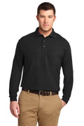 Port Authority Tall Silk Touch Long Sleeve Polo. TLK500LS - Black - front