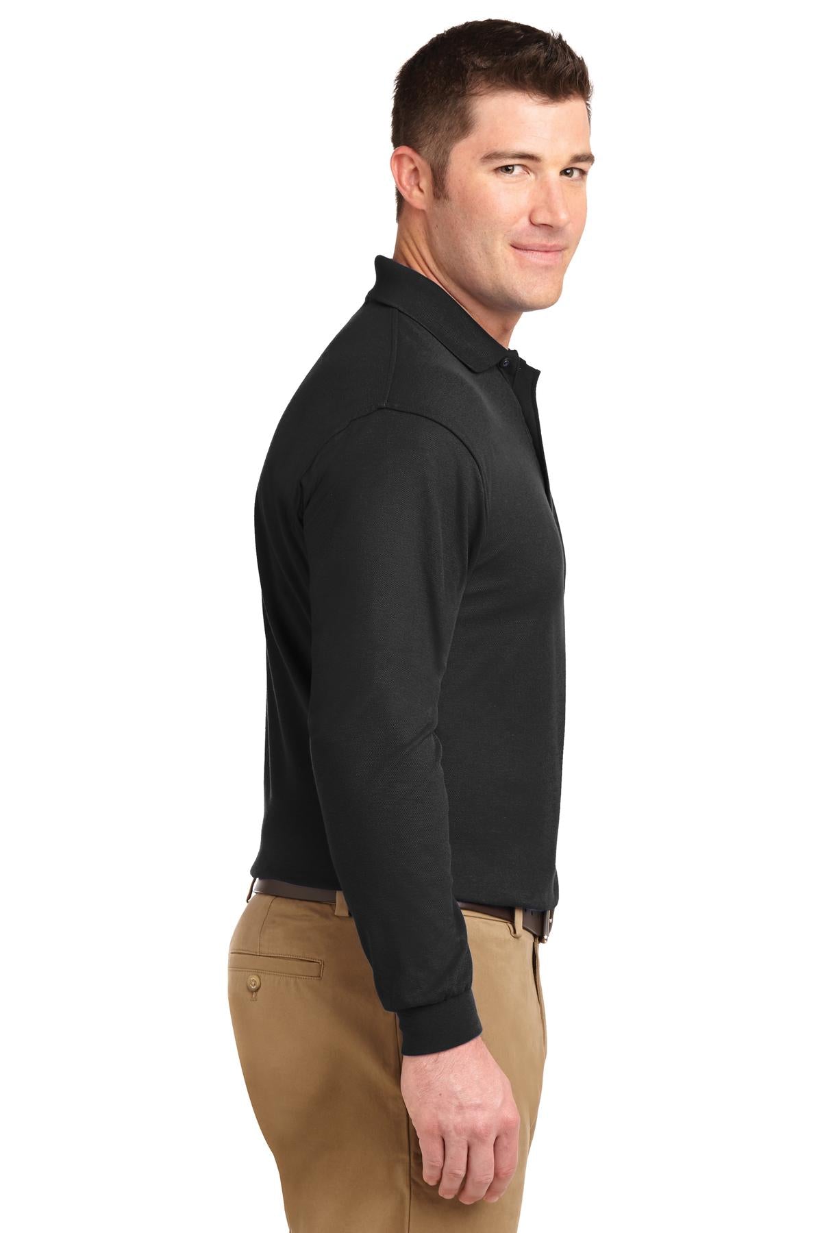 Port Authority Tall Silk Touch Long Sleeve Polo. TLK500LS - Black - side