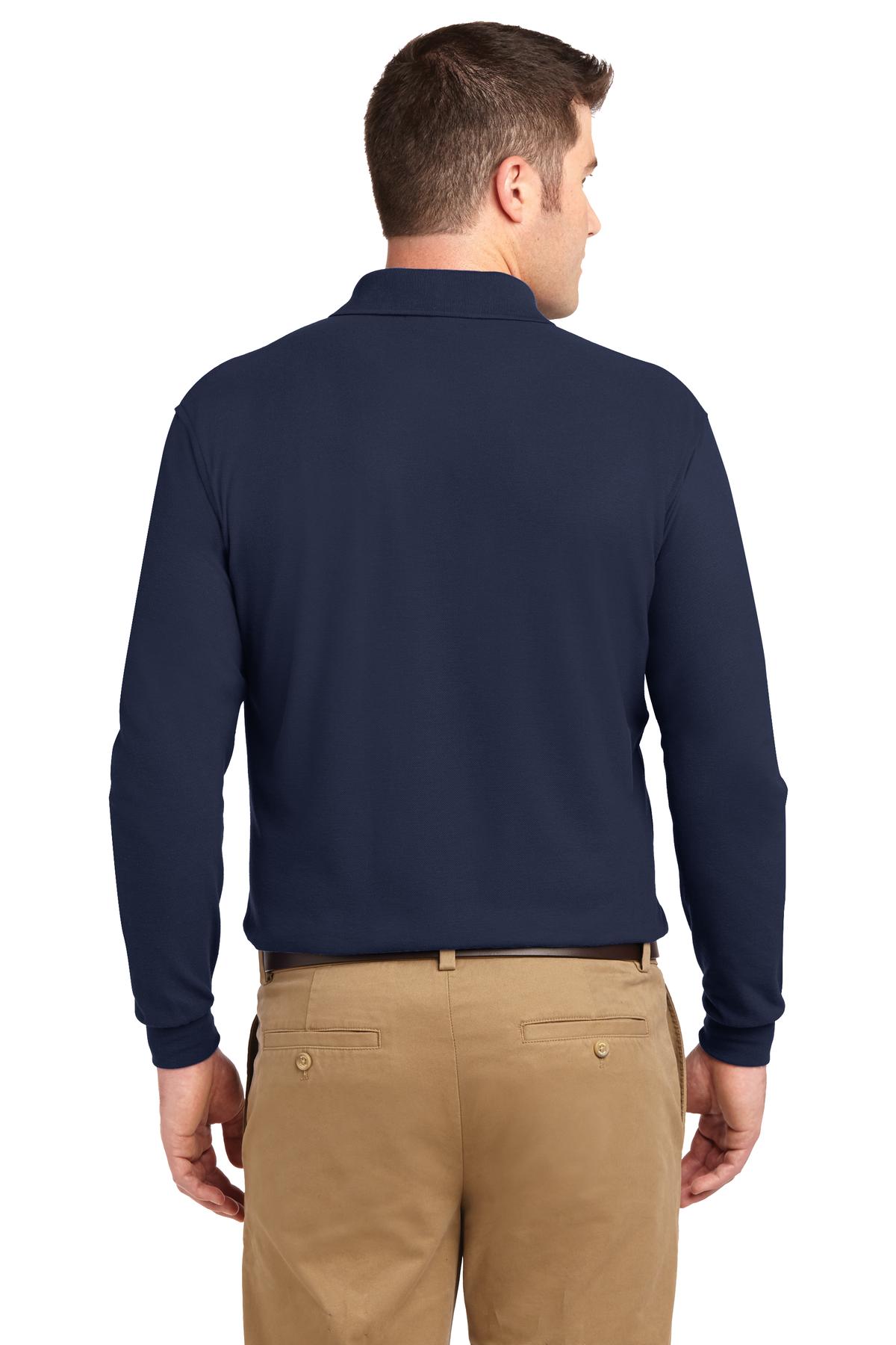 Port Authority Tall Silk Touch Long Sleeve Polo. TLK500LS - Navy - back