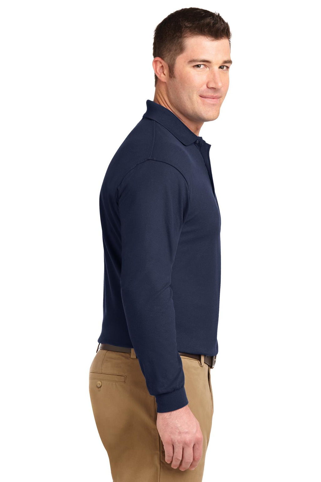 Port Authority Tall Silk Touch Long Sleeve Polo. TLK500LS - Navy - side