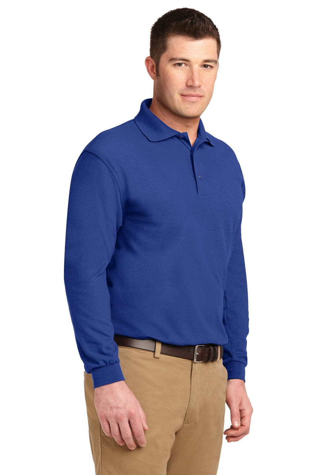 Port Authority Tall Silk Touch Long Sleeve Polo. TLK500LS - Royal - three_q