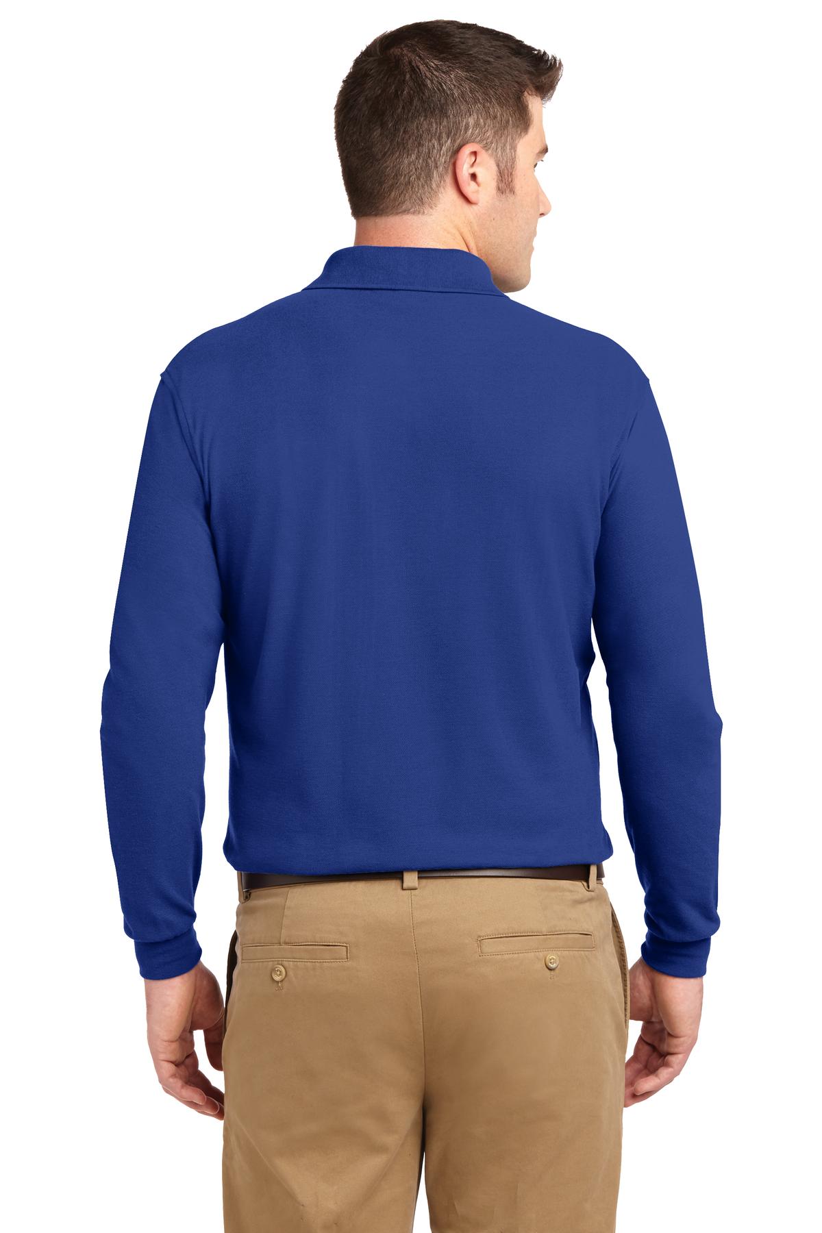 Port Authority Tall Silk Touch Long Sleeve Polo. TLK500LS - Royal - back