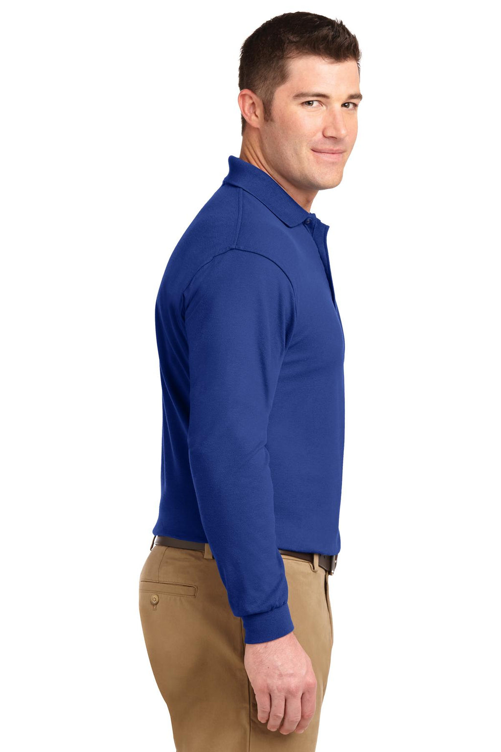 Port Authority Tall Silk Touch Long Sleeve Polo. TLK500LS - Royal - side
