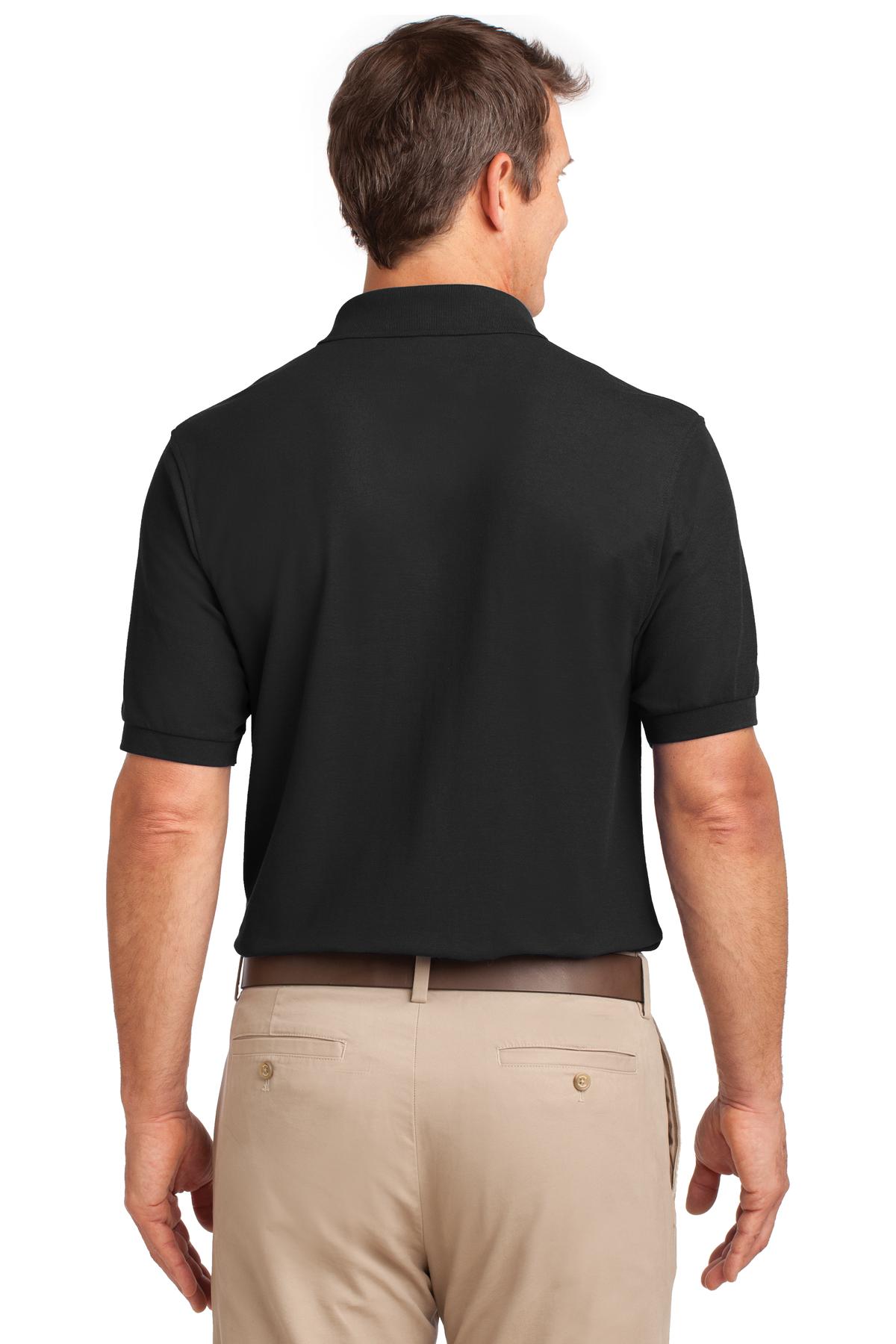 Port Authority Tall Silk Touch Polo with Pocket. TLK500P - Black - back