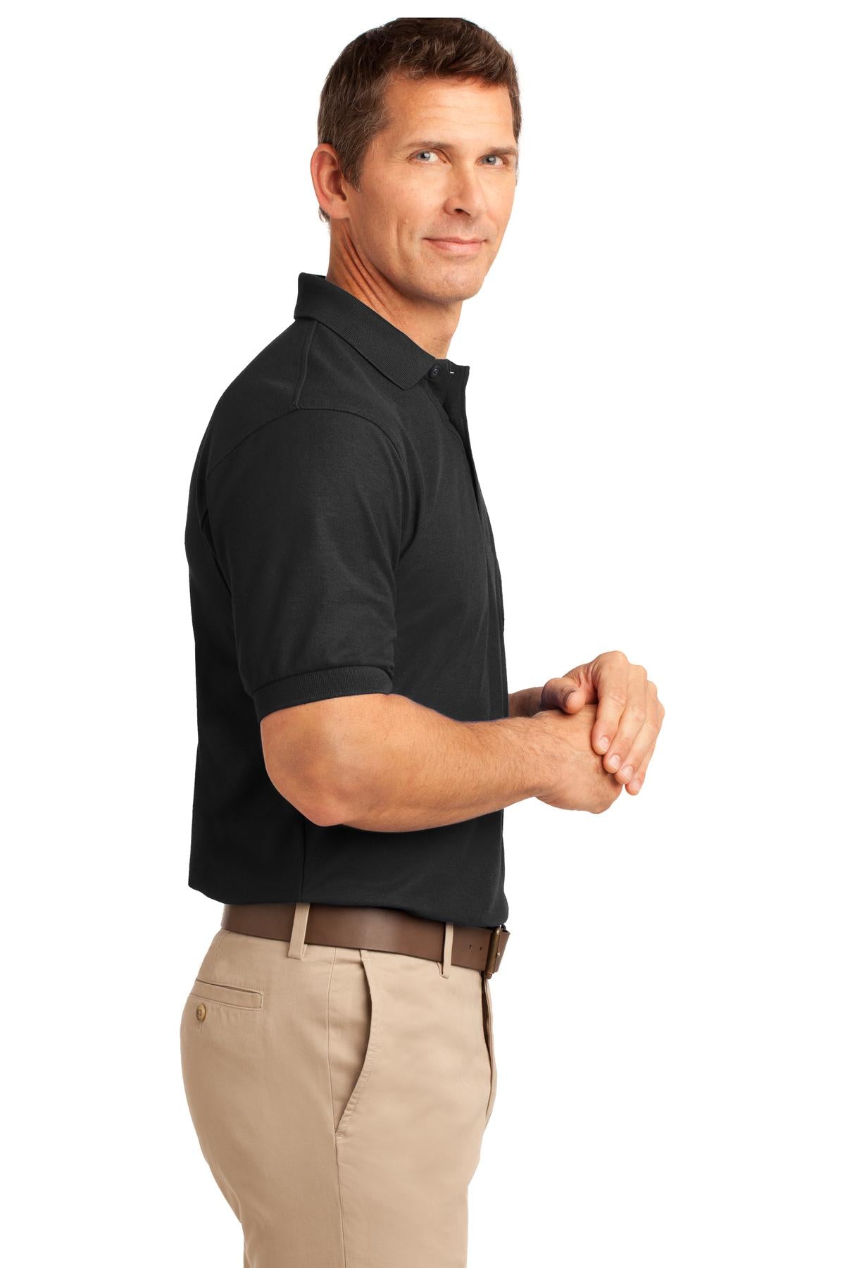 Port Authority Tall Silk Touch Polo with Pocket. TLK500P - Black - side