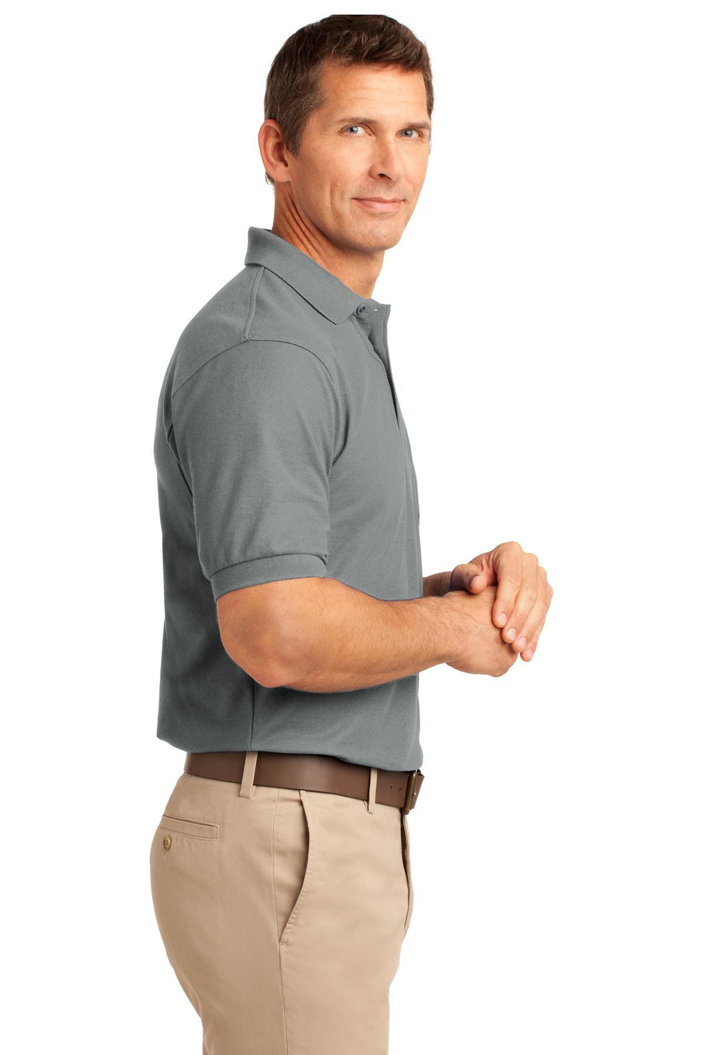 Port Authority Tall Silk Touch Polo with Pocket. TLK500P - Cool Grey - side