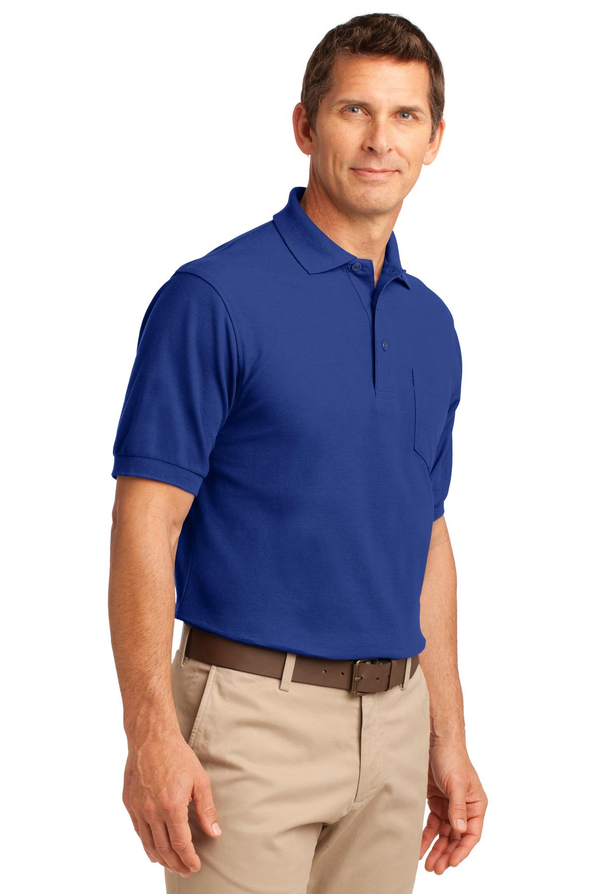 Port Authority Tall Silk Touch Polo with Pocket. TLK500P - Royal - three_q